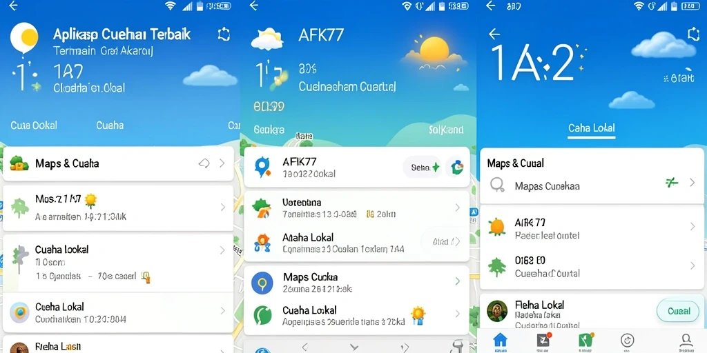 Tampilan antarmuka AFK77 yang menampilkan informasi cuaca lokal dengan jelas.