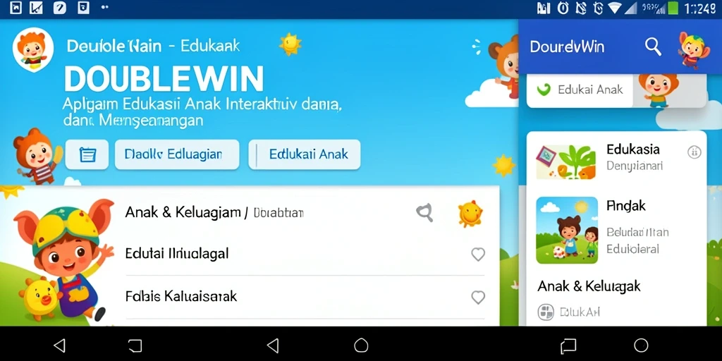 Tampilan antarmuka DOUBLEWIN yang menarik untuk belajar anak.
