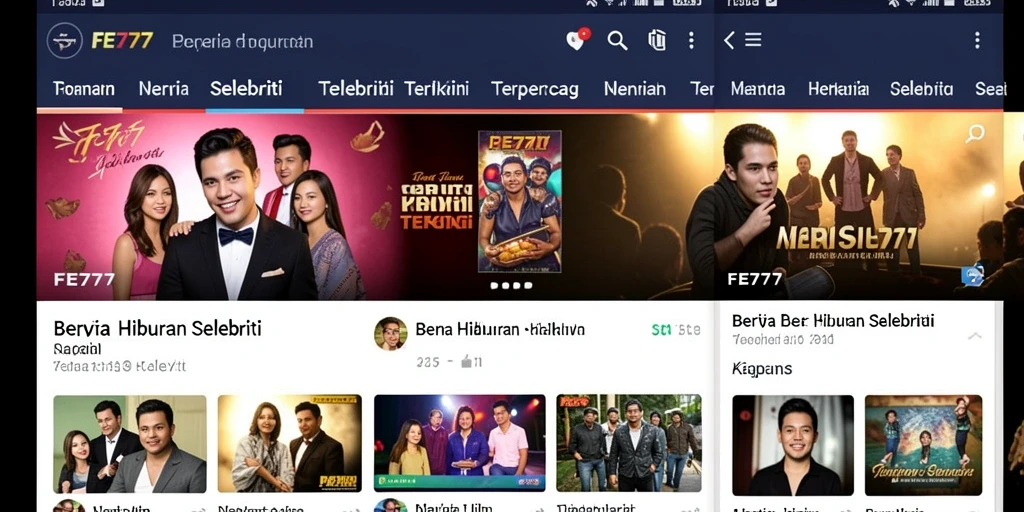 Antarmuka pengguna aplikasi berita selebriti FE777 yang menarik.