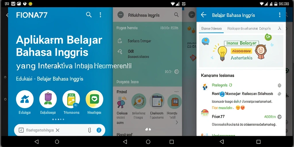 Tampilan antarmuka aplikasi FIONA77 untuk Belajar Bahasa Inggris.